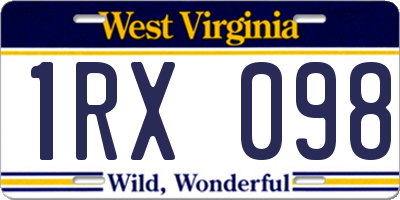 WV license plate 1RX098