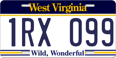 WV license plate 1RX099