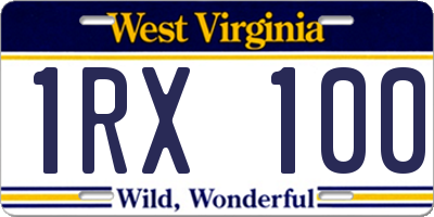 WV license plate 1RX100