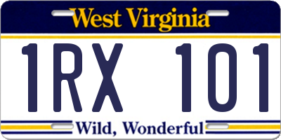 WV license plate 1RX101