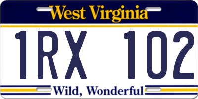 WV license plate 1RX102