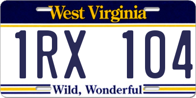 WV license plate 1RX104