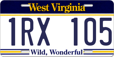 WV license plate 1RX105