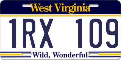 WV license plate 1RX109