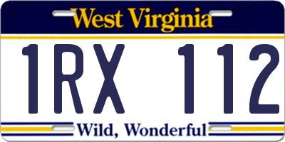WV license plate 1RX112