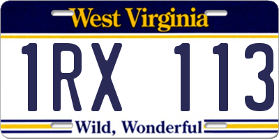 WV license plate 1RX113