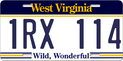 WV license plate 1RX114
