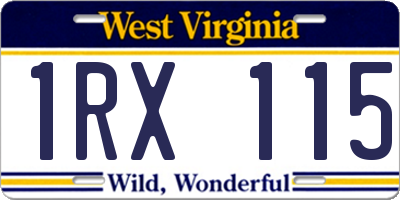 WV license plate 1RX115