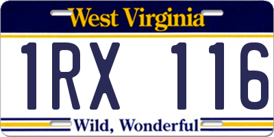 WV license plate 1RX116
