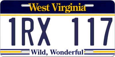 WV license plate 1RX117