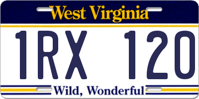 WV license plate 1RX120