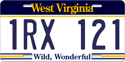WV license plate 1RX121