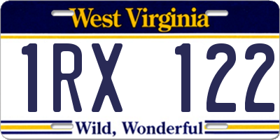 WV license plate 1RX122