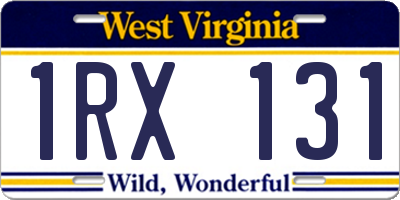WV license plate 1RX131