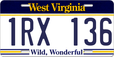WV license plate 1RX136