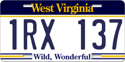 WV license plate 1RX137