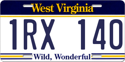 WV license plate 1RX140