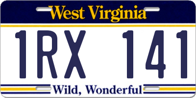WV license plate 1RX141