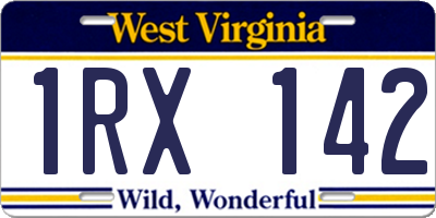 WV license plate 1RX142