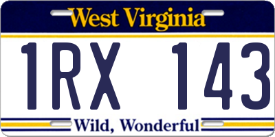 WV license plate 1RX143