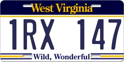 WV license plate 1RX147