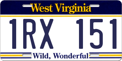 WV license plate 1RX151