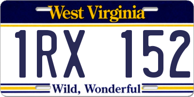 WV license plate 1RX152