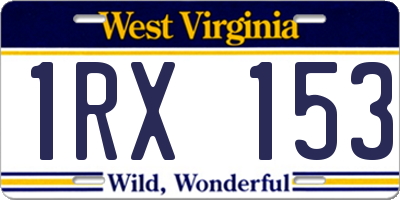 WV license plate 1RX153