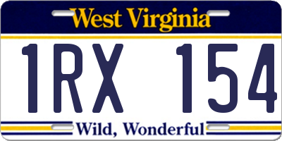 WV license plate 1RX154