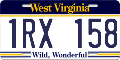 WV license plate 1RX158
