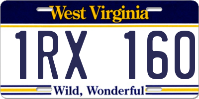 WV license plate 1RX160