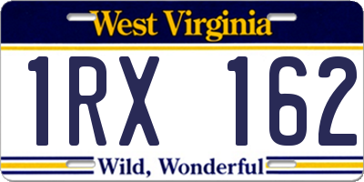 WV license plate 1RX162