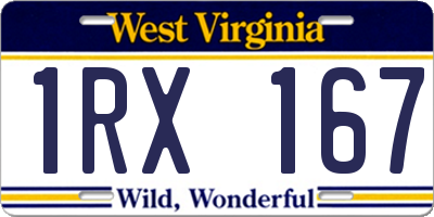 WV license plate 1RX167
