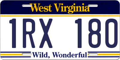 WV license plate 1RX180