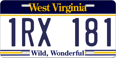 WV license plate 1RX181