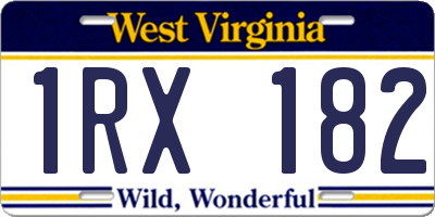 WV license plate 1RX182