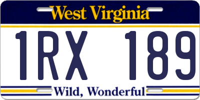 WV license plate 1RX189