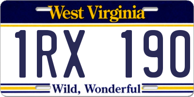 WV license plate 1RX190