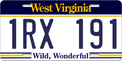 WV license plate 1RX191