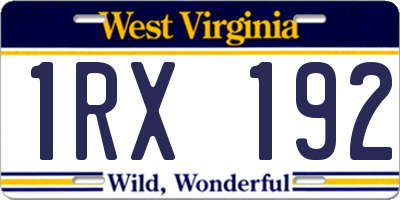 WV license plate 1RX192