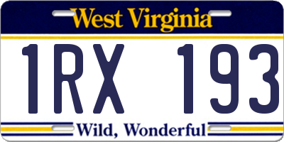WV license plate 1RX193