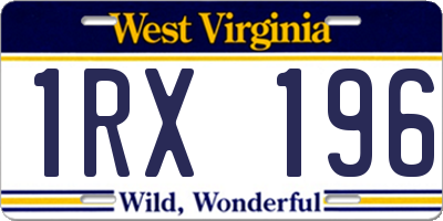 WV license plate 1RX196