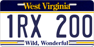 WV license plate 1RX200