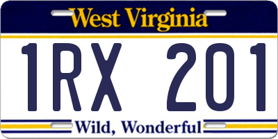 WV license plate 1RX201