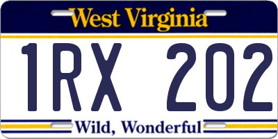WV license plate 1RX202