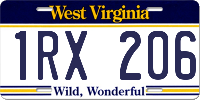 WV license plate 1RX206