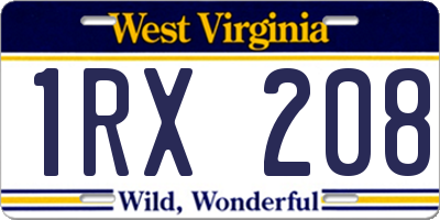 WV license plate 1RX208