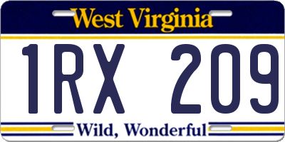 WV license plate 1RX209