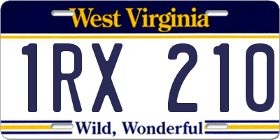 WV license plate 1RX210