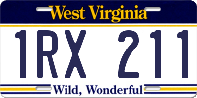 WV license plate 1RX211